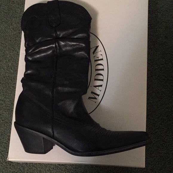 steve madden black cowboy boots